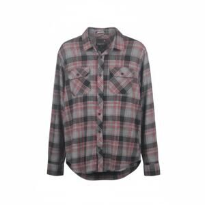 Tavik Vincent Plaid Flannel Button Up Shirt Red Black Grey Size Large